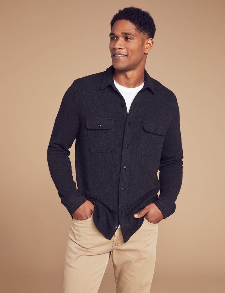 Faherty M Legend Sweater Shirt - Heathered Black Twill