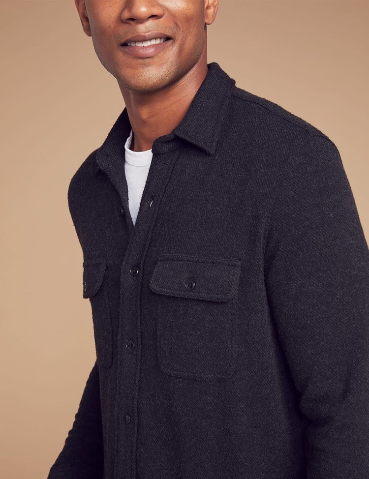 Faherty M Legend Sweater Shirt - Heathered Black Twill