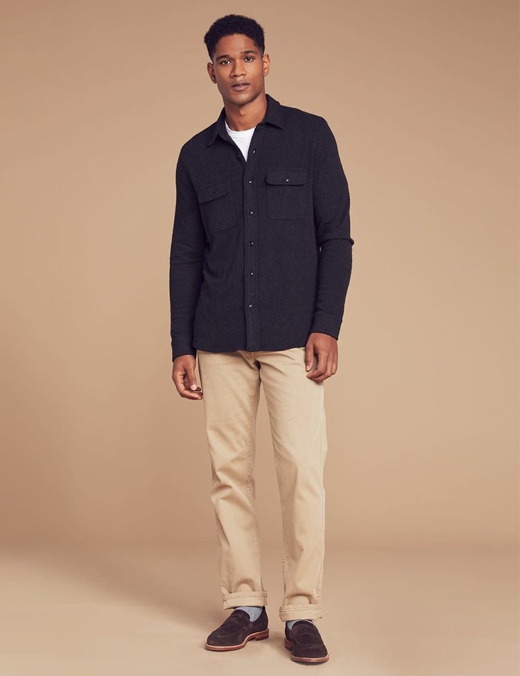 Faherty M Legend Sweater Shirt - Heathered Black Twill