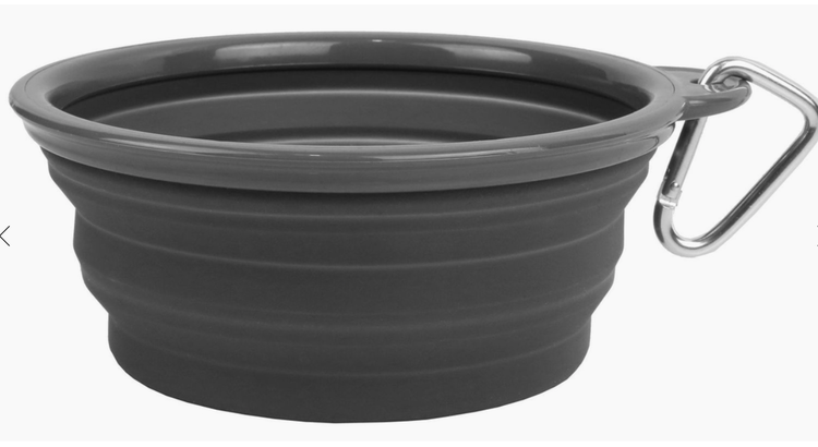Prima Pets Collapsible Travel Dog Bowl - Gray