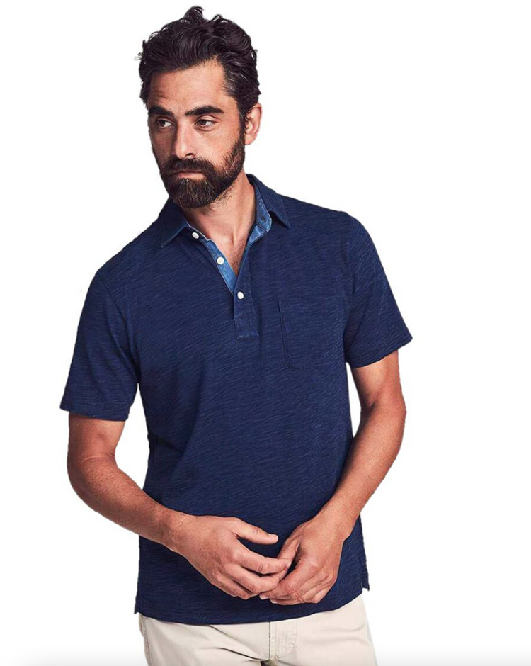 Faherty SS Indigo Polo - Dark Indigo Wash