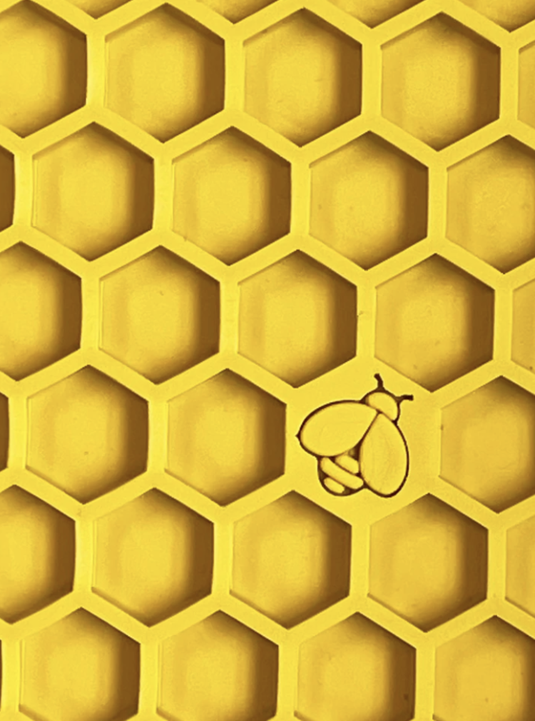 SodaPup Honeycomb Design Enrichment Lick Mat - Yellow - Large