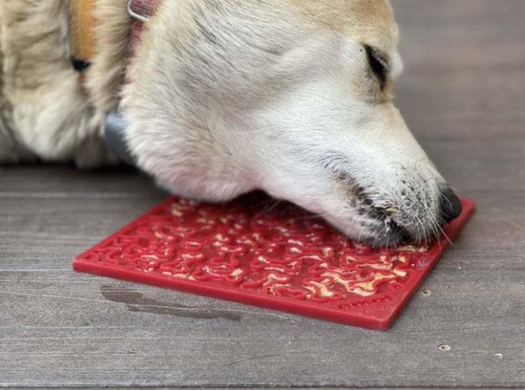 SodaPup Bones Design Enrichment Licking E-Mat - Red