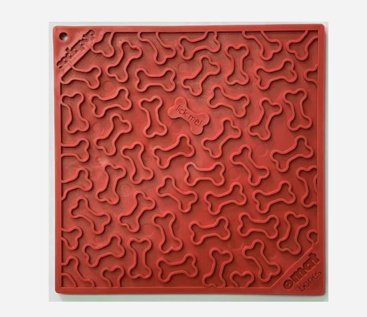 SodaPup Bones Design Enrichment Licking E-Mat - Red