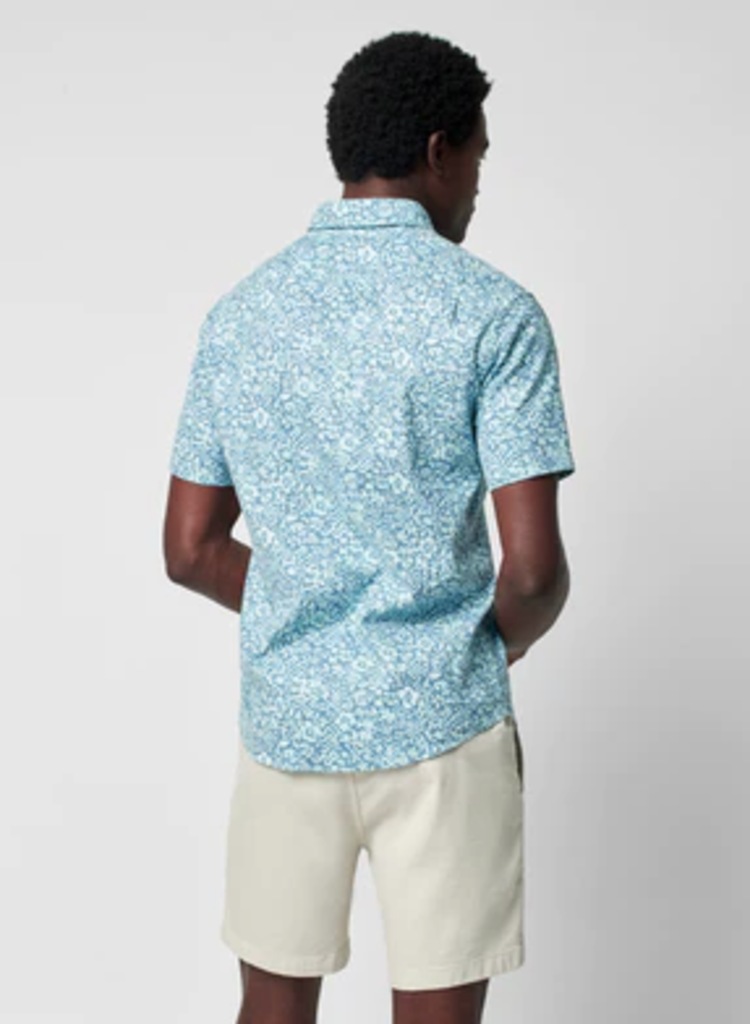 Faherty Breeze Short Sleeve Shirt - Teal Waters Hilo
