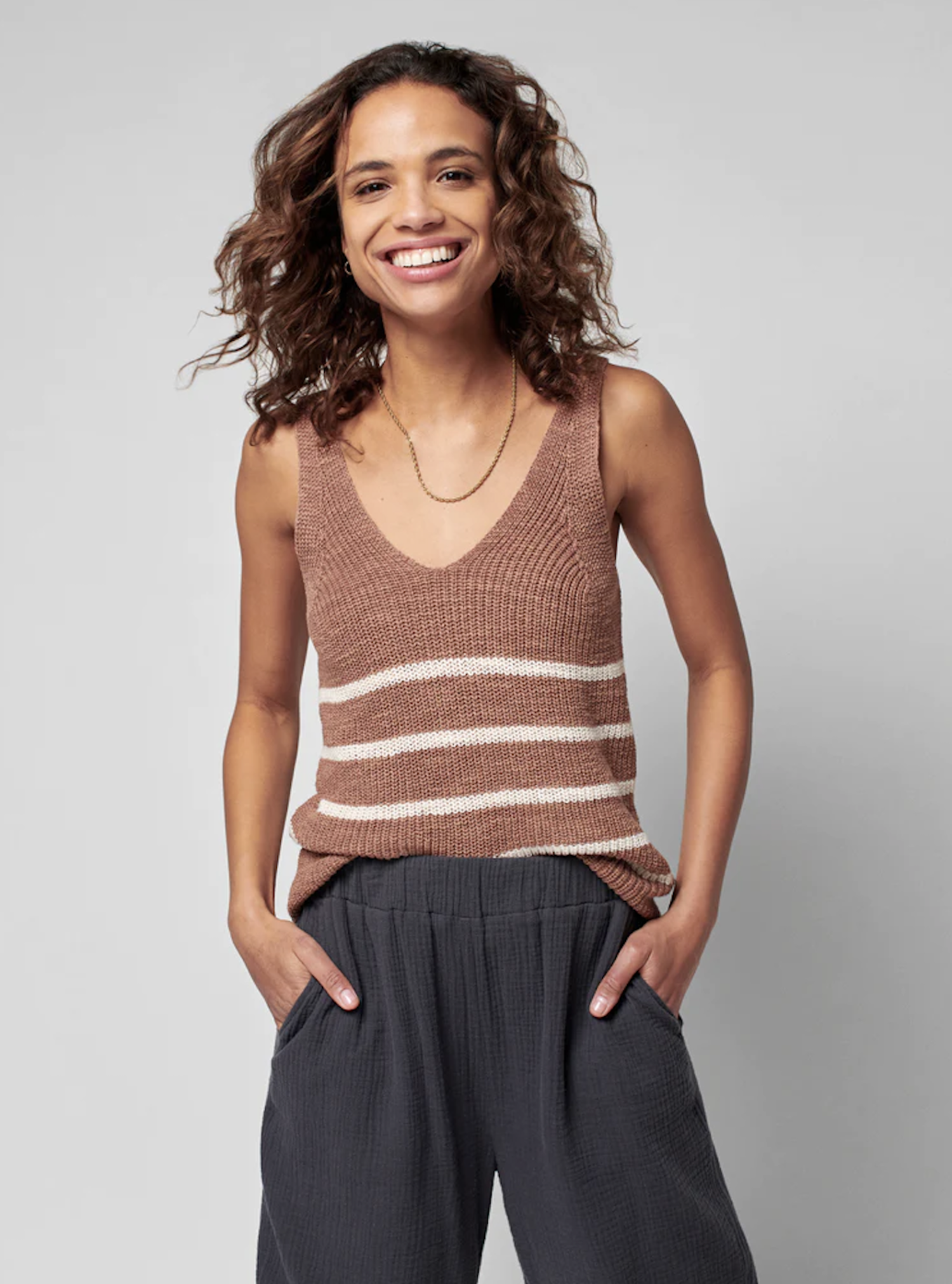 Faherty Miramar Tank - Bronze Natural Stripe- Final Sale: No Returns or  Exchanges