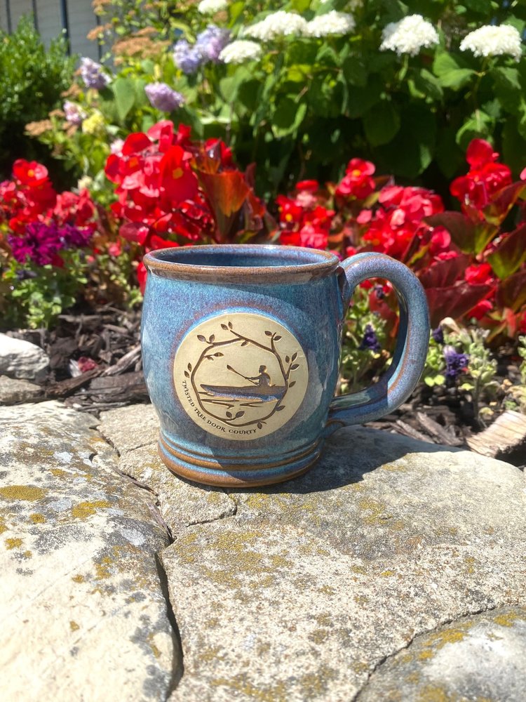 Sunset Hill Stoneware Twisted Tree Happy Soul Mug - Stormy Blue - Canoe/Kayak 14oz