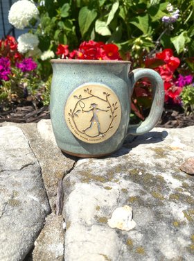 Sunset Hill Stoneware Twisted Tree Java Taster Mug - Robins Egg - Tennis 16oz
