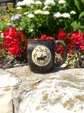 Sunset Hill Stoneware Twisted Tree Java Taster Mug - Caffe Mocha - Equestrian 16oz