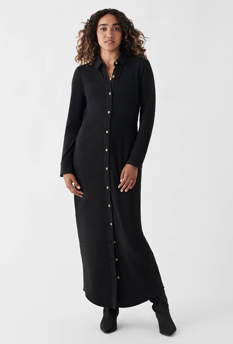 Faherty Legend Long Dress - Heathered Black Twill