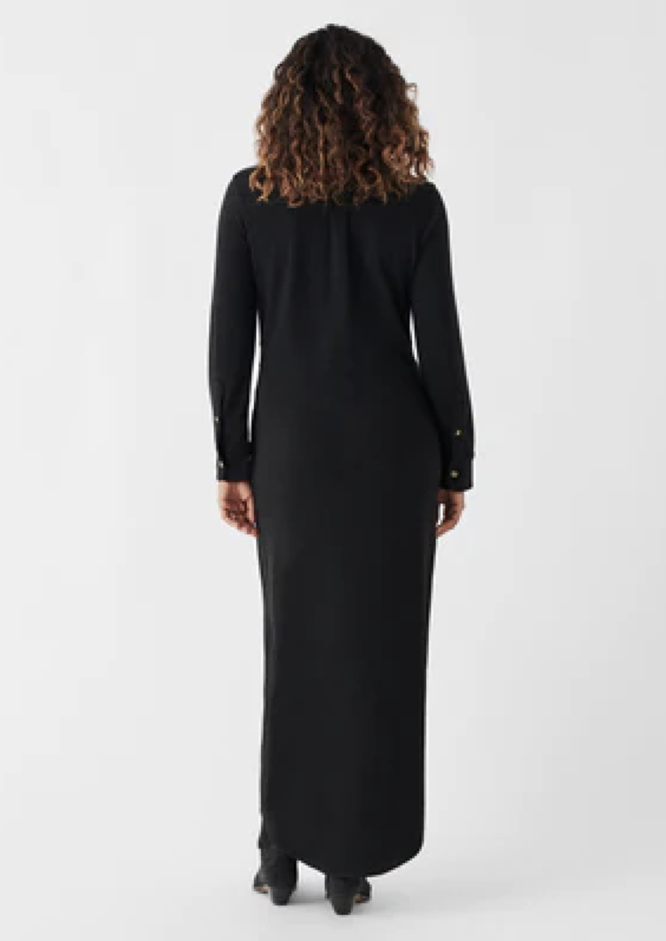 Faherty Legend Long Dress - Heathered Black Twill