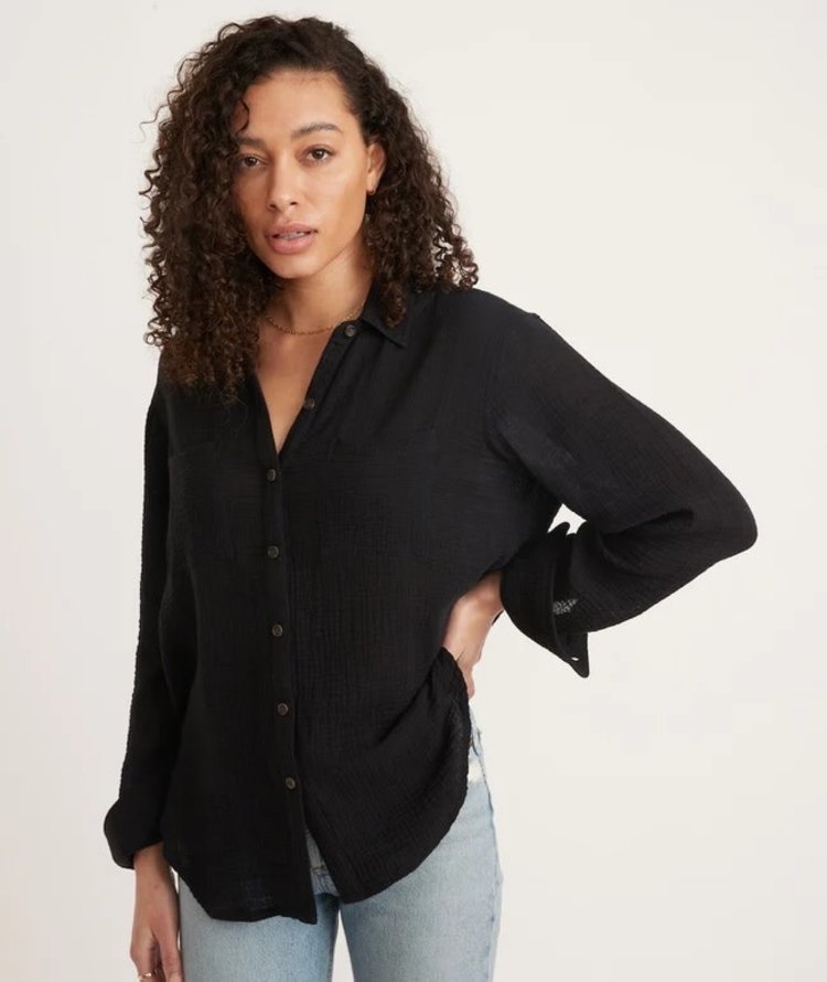 Marine Layer Reese Doublecloth Button  Down - Black