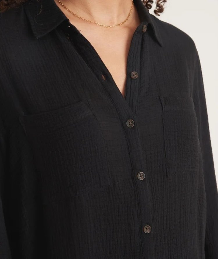 Marine Layer Reese Doublecloth Button  Down - Black