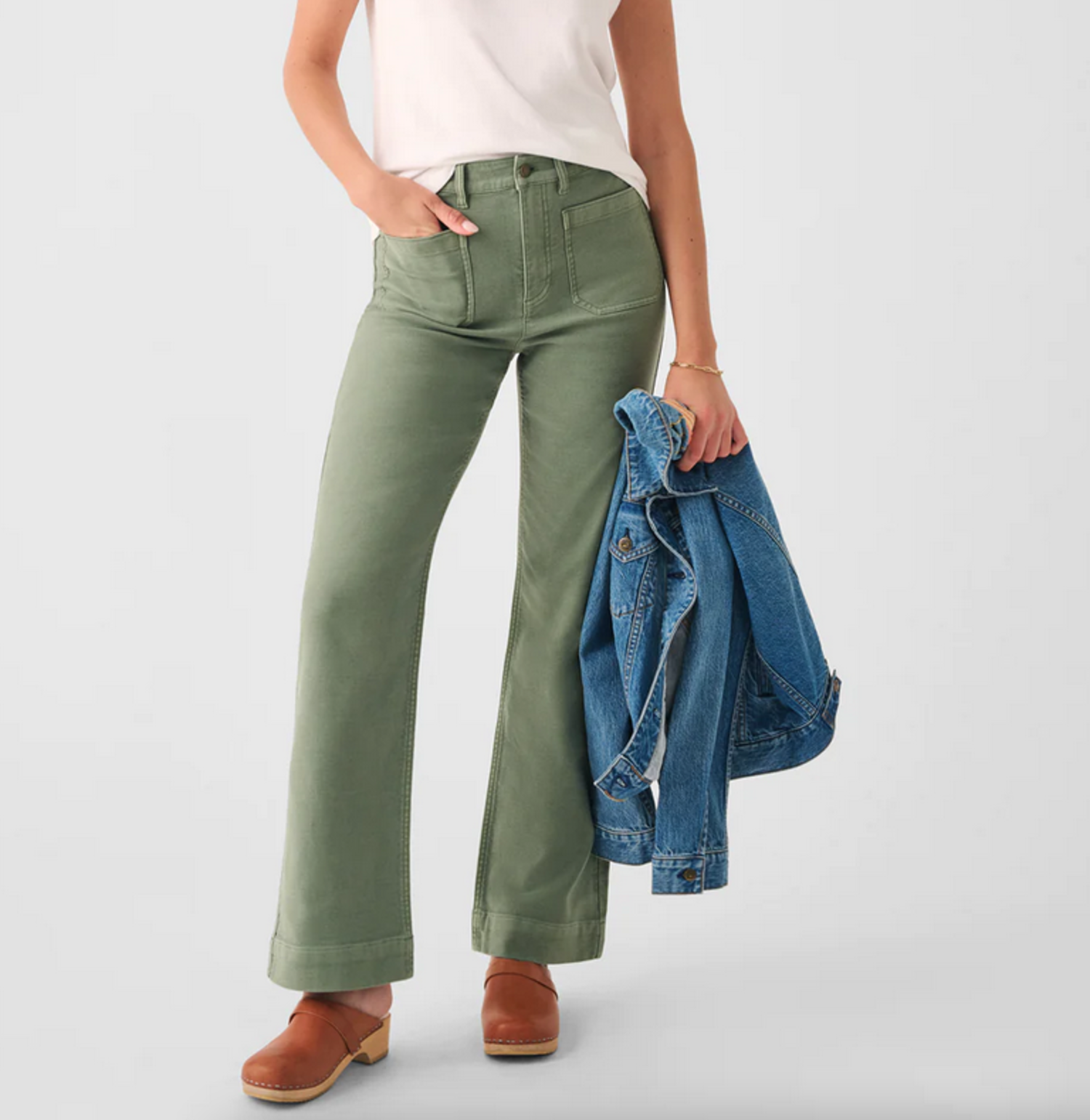 Stretch Terry Wide Leg Pant - Sea Spray - Twisted Tree