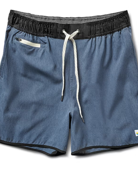 Vuori Banks Short 5" - Azure Linen Texture