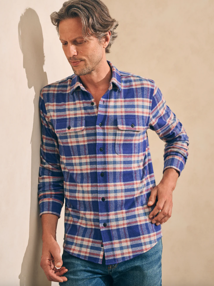 Faherty M Legend Sweater Shirt - Navy Skyline Plaid