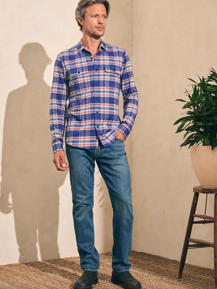 Faherty M Legend Sweater Shirt - Navy Skyline Plaid