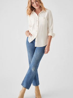 Faherty W Legend Sweater Shirt - Pure White Twill