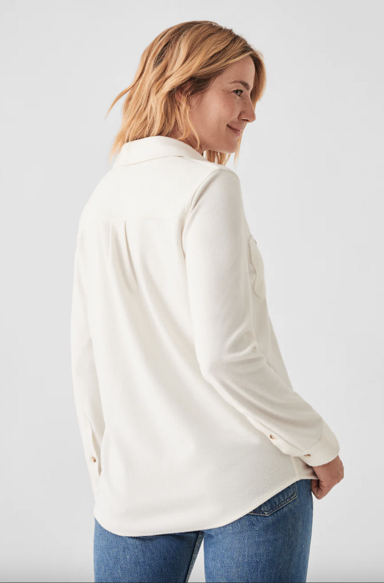 Faherty W Legend Sweater Shirt - Pure White Twill