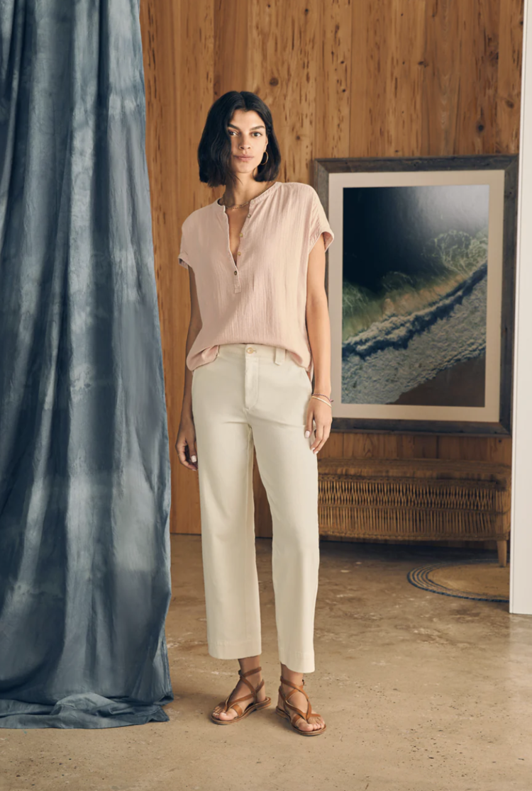Faherty Dream Cotton Gauze Desmond Top - Peach Whip