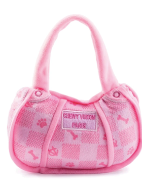 Haute Diggity Dog Pink Checker Chewy Vuiton Bag Toy - Large