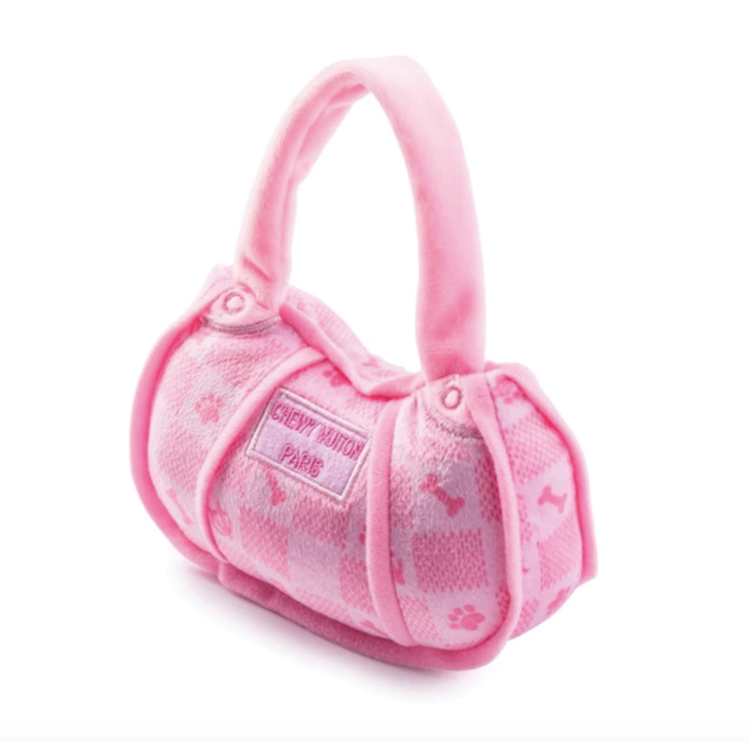 Haute Diggity Dog Pink Checker Chewy Vuiton Bag Toy - small