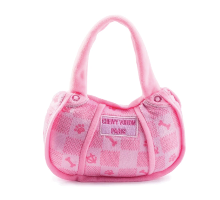 Haute Diggity Dog Pink Checker Chewy Vuiton Bag Toy - small