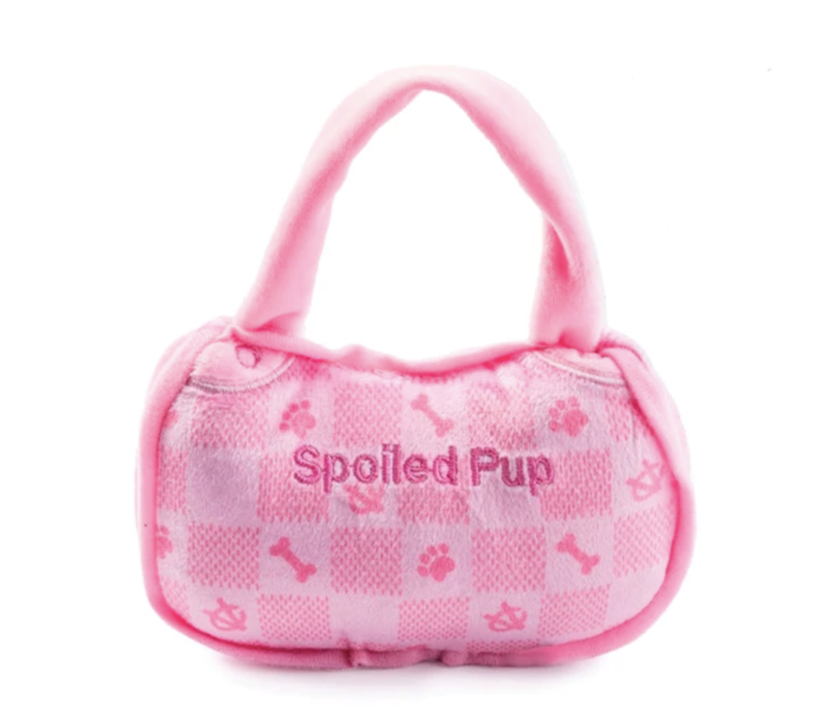 Haute Diggity Dog Pink Checker Chewy Vuiton Bag Toy - small