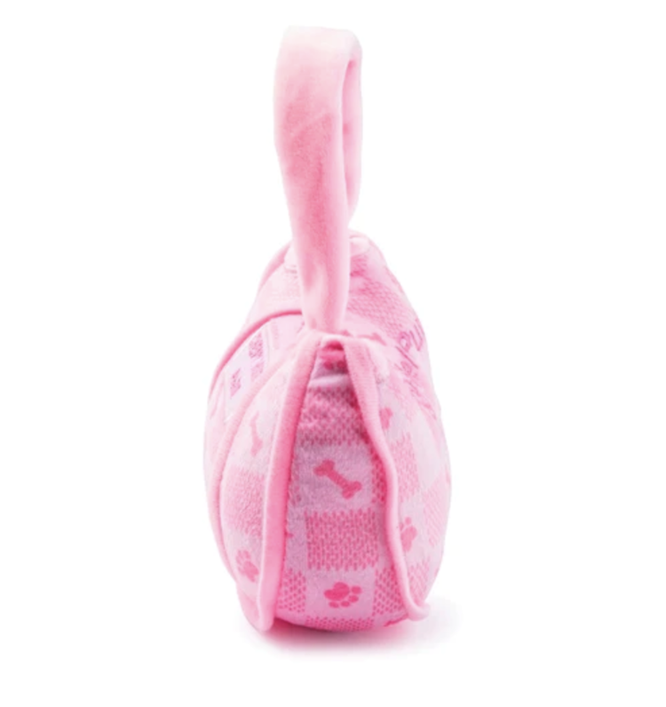 Haute Diggity Dog Pink Checker Chewy Vuiton Bag Toy - small