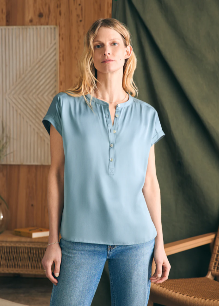 Faherty Sandwashed Silk Desmond Top - Lead