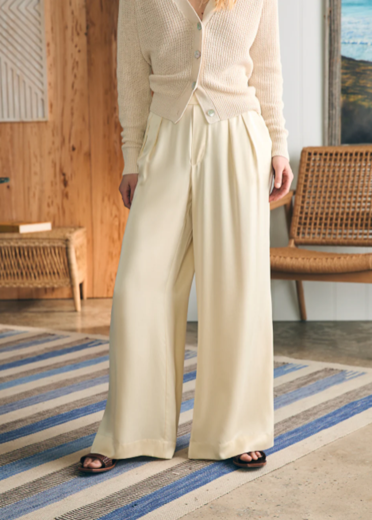 Faherty Sandwashed Silk Gemma Pant - Pearled Ivory