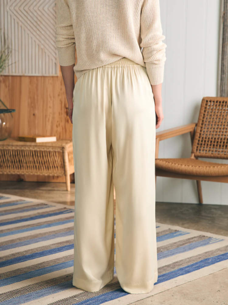 Faherty Sandwashed Silk Gemma Pant - Pearled Ivory