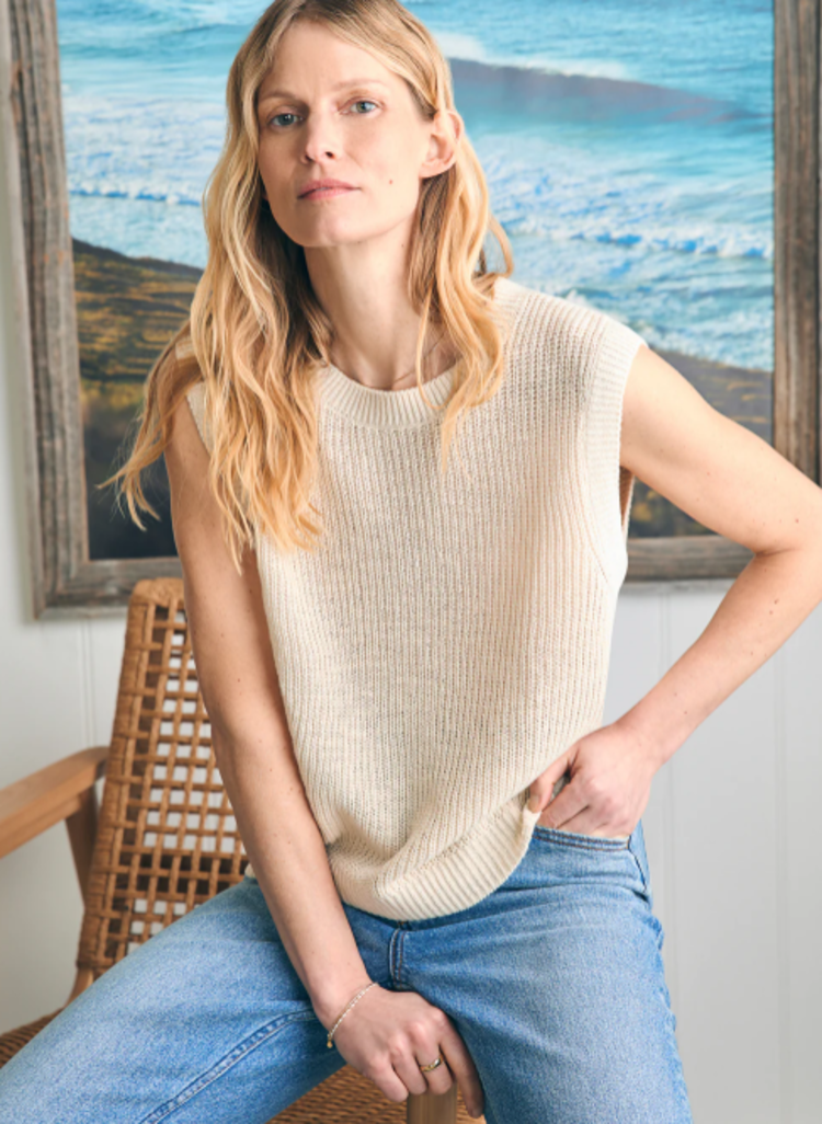 Faherty Miramar Linen Muscle Tank - Summer Sand
