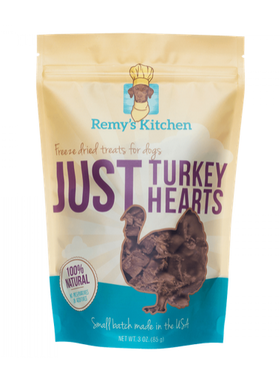 Remy's Kitchen Freeze Dried Treats for Dogs & Cats Just Turkey Hearts