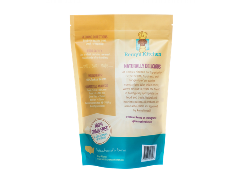 Remy's Kitchen Freeze Dried Treats for Dogs & Cats Just Turkey Hearts
