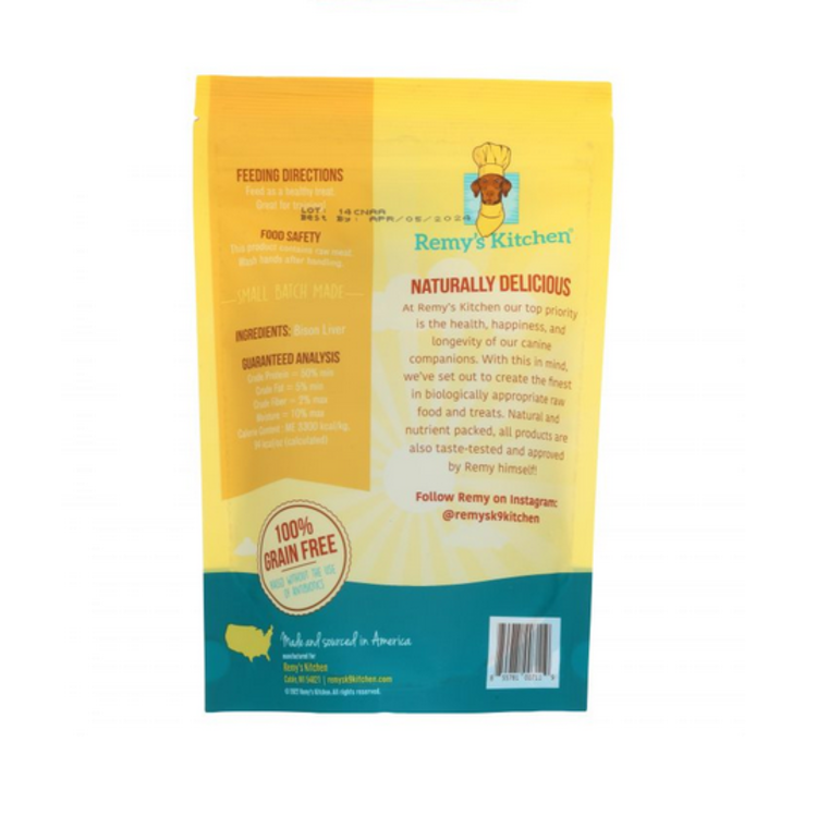 Remy's Kitchen Freeze Dried Treats for Dogs & Cats Just Bison Liver