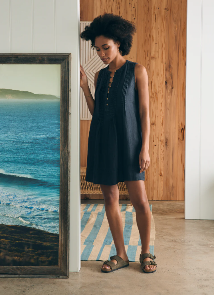 Faherty Isha Dress - Washed Black