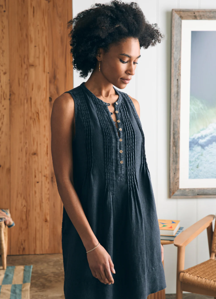 Faherty Isha Dress - Washed Black