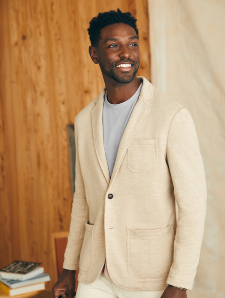 Faherty Inlet Knit Blazer - Khaki Fields Melange