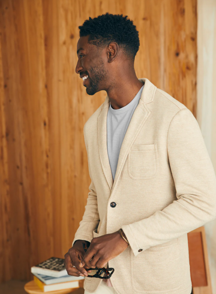 Faherty Inlet Knit Blazer - Khaki Fields Melange