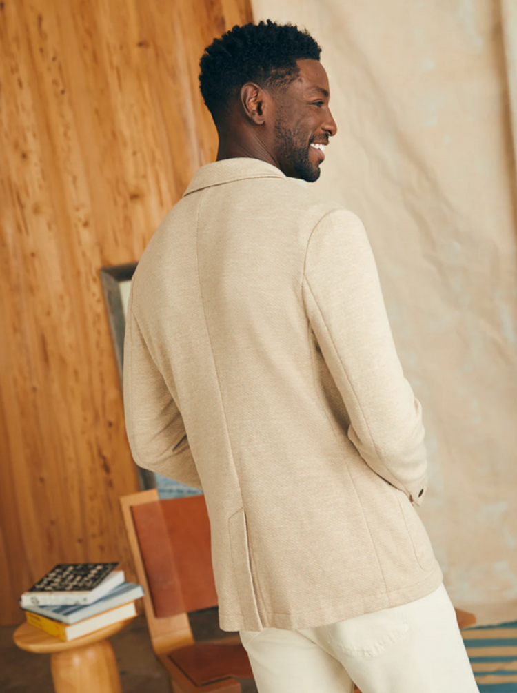 Faherty Inlet Knit Blazer - Khaki Fields Melange