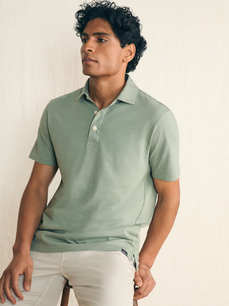 Faherty Sunwashed Polo - Faded Sage