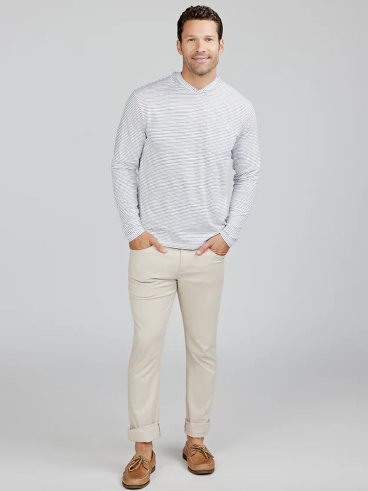 Tasc Seaside Pocket Hoodie - White/Classic Navy