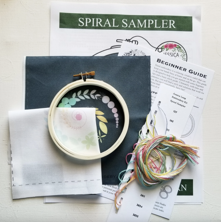 Jessica Long Embroidery Spiral Sampler Beginner Embroidery Kit