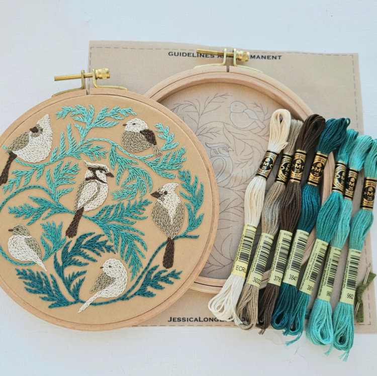 Jessica Long Embroidery Winter Birds Embroidery Kit