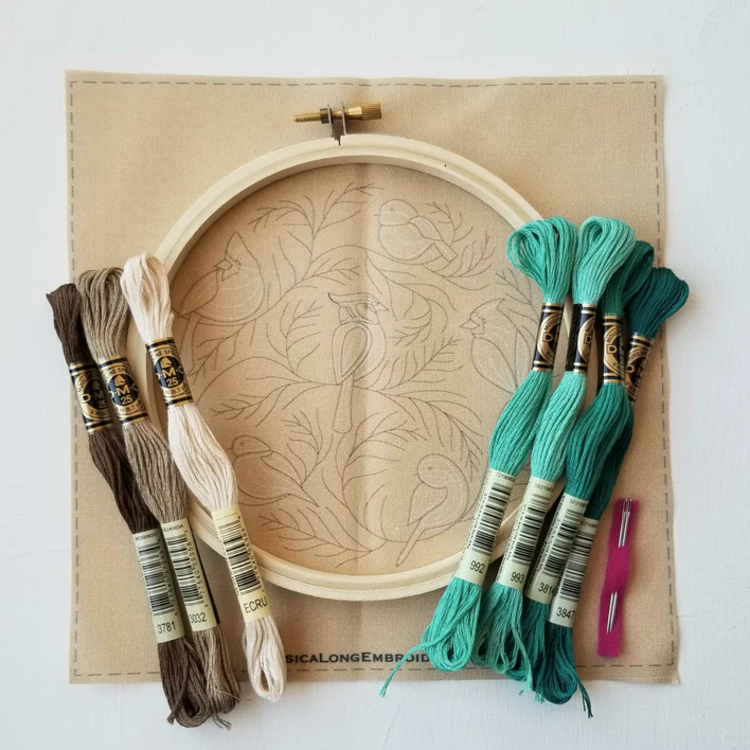 Jessica Long Embroidery Winter Birds Embroidery Kit