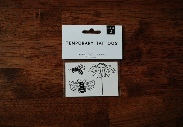 Saint & Company Coneflower + Honeybees Temp Tattoos
