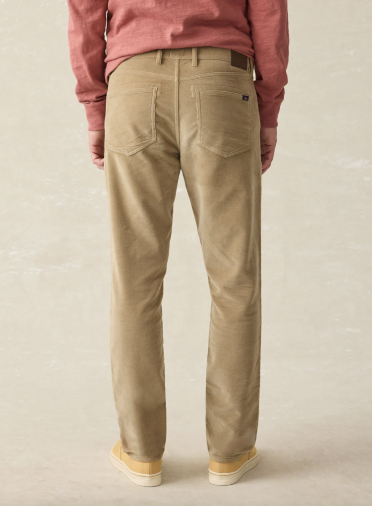 Faherty Stretch Terry Corduroy 5 Pocket Pant- Barley