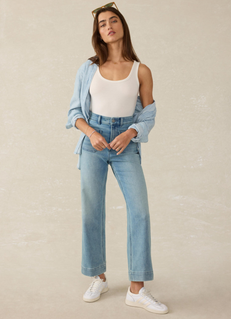 Faherty Stretch Terry Patch Pocket Ankle Pant-Eastern Shore Wash