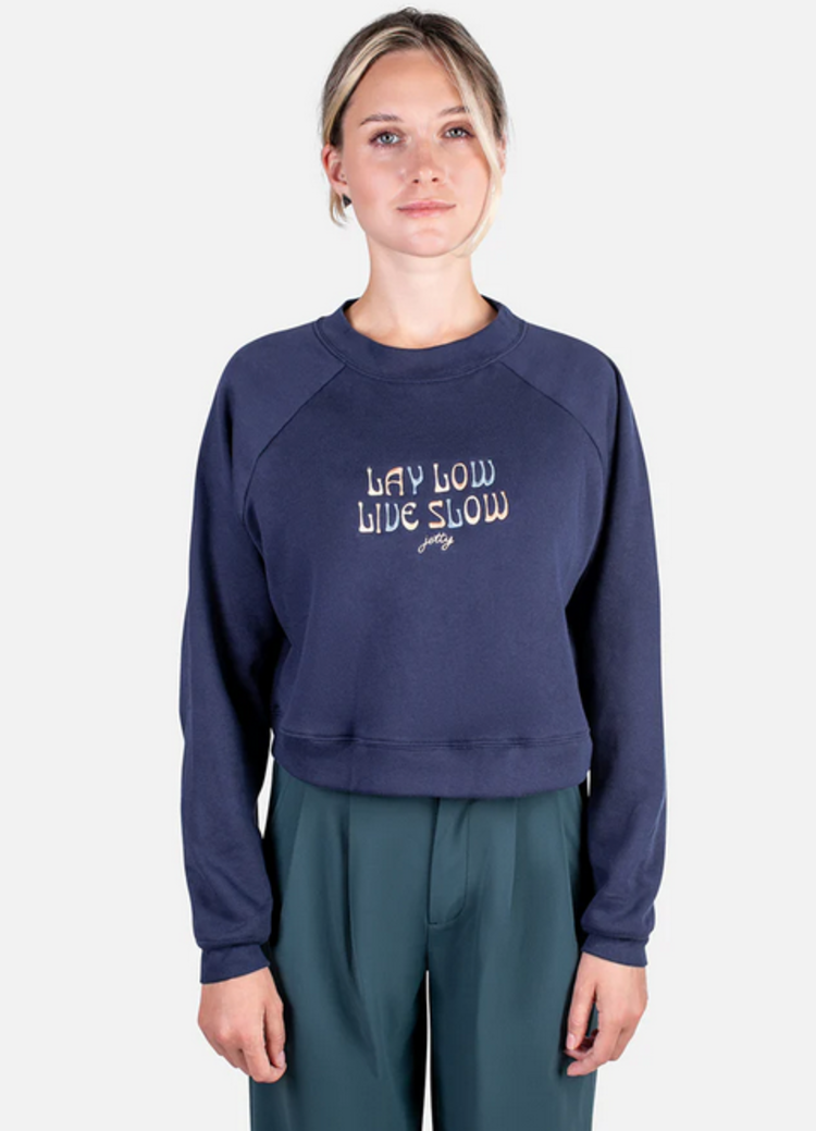 Jetty Live Slow Raglan Fleece - Navy